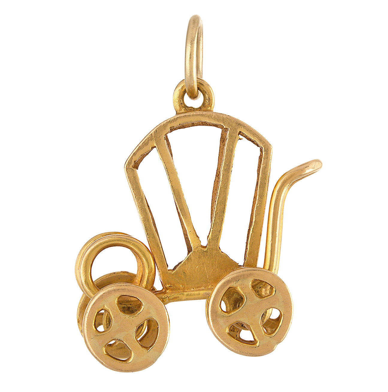 Vintage Movable Rickshaw 18K Gold Charm